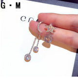 925 Silver Moon Star Stud Earrings with Zircon Stone