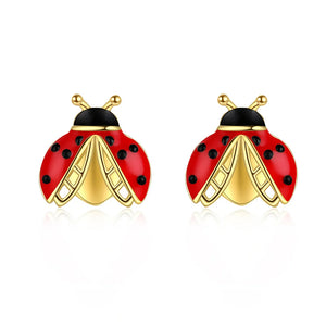 925-Silver Ladybug Stud Earrings Hypoallergenic Jewelry for Women