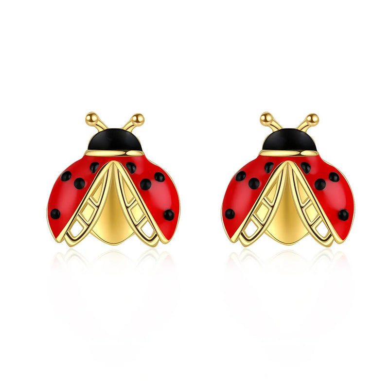 925-Silver Ladybug Stud Earrings Hypoallergenic Jewelry for Women