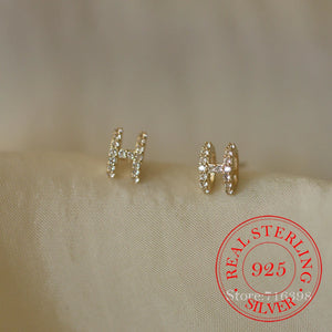 925 Silver Letter Stud Earrings 14K Plated Wedding Party Jewelry Gift