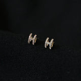 925 Silver Letter Stud Earrings 14K Plated Wedding Party Jewelry Gift