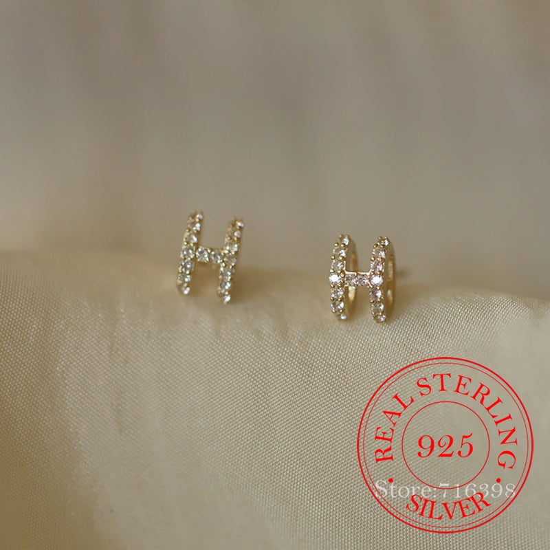 925 Silver Letter Stud Earrings 14K Plated Wedding Party Jewelry Gift