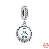 925 Silver Boy & Girl Dangle Charm Bead Women Gift Fit Bracelet DIY Jewelry