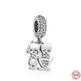 925 Silver Boy & Girl Dangle Charm Bead Women Gift Fit Bracelet DIY Jewelry