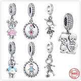 925 Silver Boy & Girl Dangle Charm Bead Women Gift Fit Bracelet DIY Jewelry