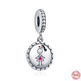 925 Silver Boy & Girl Dangle Charm Bead Women Gift Fit Bracelet DIY Jewelry