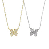 925 Silver Butterfly Charm Necklace with Cz Micro Pave