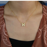 925 Silver Butterfly Charm Necklace with Cz Micro Pave