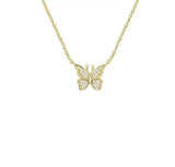 925 Silver Butterfly Charm Necklace with Cz Micro Pave