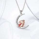 925 Silver Moon Flying Pig Necklace Engraved Everything is Possible