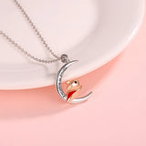 925 Silver Moon Flying Pig Necklace Engraved Everything is Possible