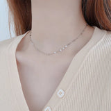 925 Silver Peach Heart Necklace Bead Collar Romantic Jewelry Gift