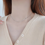 925 Silver Peach Heart Necklace Bead Collar Romantic Jewelry Gift