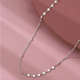 925 Silver Peach Heart Necklace Bead Collar Romantic Jewelry Gift