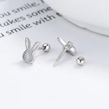 925 Silver Rabbit Stud Earrings Women Kids Ins Ear Jewelry Gift