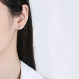 925 Silver Rabbit Stud Earrings Women Kids Ins Ear Jewelry Gift