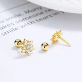 925 Silver Snowflake Zircon Stud Earrings for Women Girls Party Jewelry Gift