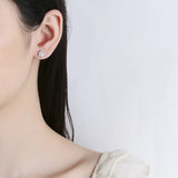 925 Silver Snowflake Zircon Stud Earrings for Women Girls Party Jewelry Gift