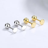 925 Silver Round Disc Stud Earrings 14K Plate Ear Wedding Party Jewelry Gift