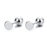 925 Silver Round Disc Stud Earrings 14K Plate Ear Wedding Party Jewelry Gift