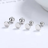 925 Silver Round Disc Stud Earrings 14K Plate Ear Wedding Party Jewelry Gift