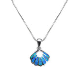 925 Silver Shell Pendant Necklace Fire Opal Stone Female Summer Beach Jewelry