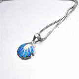 925 Silver Shell Pendant Necklace Fire Opal Stone Female Summer Beach Jewelry