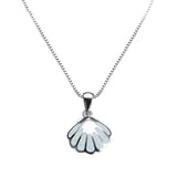 925 Silver Shell Pendant Necklace Fire Opal Stone Female Summer Beach Jewelry