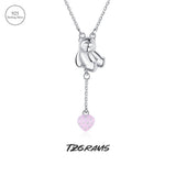 925 Silver Necklace Strawberry Bear Pendant Birthday Jewelry