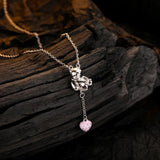 925 Silver Necklace Strawberry Bear Pendant Birthday Jewelry