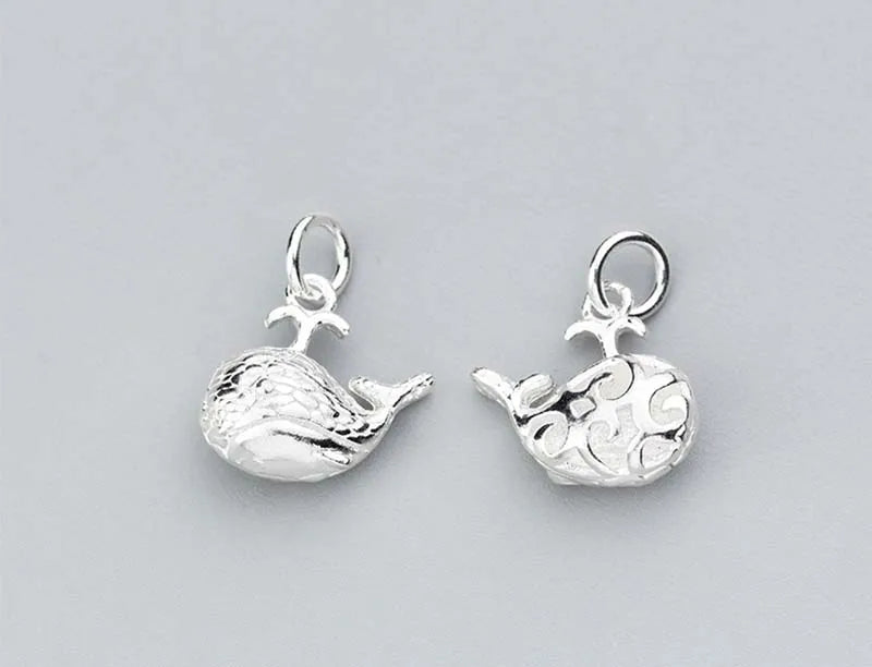 925 Sterling Silver Whale Charm 17.5x16mm DIY Jewelry