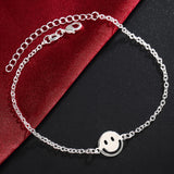 925 Silver Smiley Chain Bracelet Wedding Engagement Jewelry