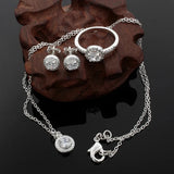 925 Silver Christmas Gift Women CZ Jewelry Set