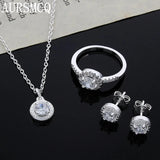925 Silver Christmas Gift Women CZ Jewelry Set