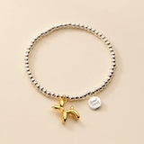 925 Silver Balloon Dog Bead Bracelet Good Luck Elastic Puppy Bracelet
