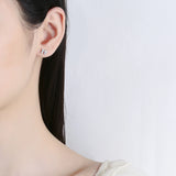925 Silver Crystal Bowknot Thread Stud Earrings For Women Kids