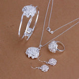 925 Sterling Silver Rose Wedding Jewelry Set