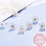 925 Silver Cherry Blossom Zirconia Earrings Fine Jewelry