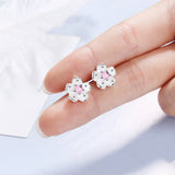 925 Silver Cherry Blossom Zirconia Earrings Fine Jewelry