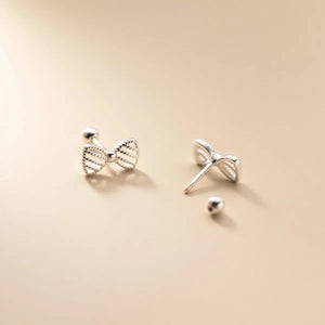 925 Silver Whorl Bowknot Stud Earrings Sweet Ear Wedding Jewelry Gift