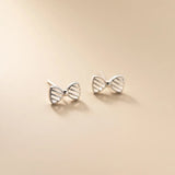 925 Silver Whorl Bowknot Stud Earrings Sweet Ear Wedding Jewelry Gift