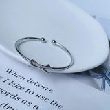925 Silver Bow Bangles for Women Bracelets Fine Party Jewelry