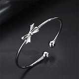 925 Silver Bow Cuff Bracelet Party Wedding Jewelry