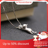 925 Silver Cat Necklace & Pendant Gift for Women
