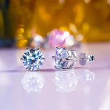 925 Silver D VVS1 Moissanite Stud Earrings For Women Classic 6 Claws