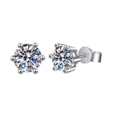 925 Silver D VVS1 Moissanite Stud Earrings For Women Classic 6 Claws