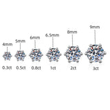 925 Silver D VVS1 Moissanite Stud Earrings For Women Classic 6 Claws
