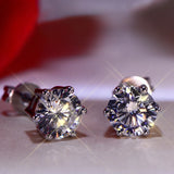 925 Silver D VVS1 Moissanite Stud Earrings For Women Classic 6 Claws