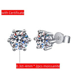925 Silver D VVS1 Moissanite Stud Earrings For Women Classic 6 Claws
