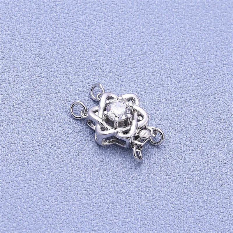 925 Silver DIY Hexagram Buckle Pearl Necklace Bracelet Connection